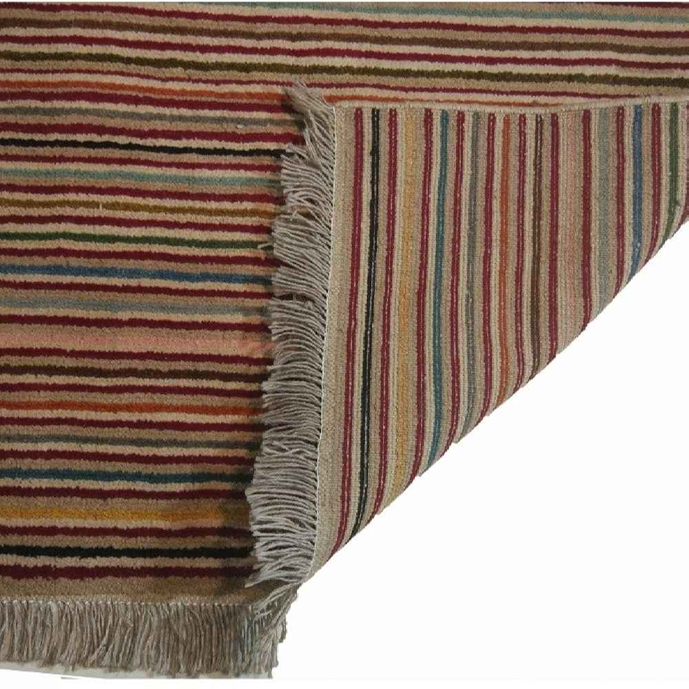 Authentic Genuine Persian Gabbeh Wool Rug Handwoven Striped Red