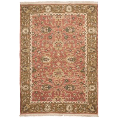 Authentic Persian Wool Kilim Rug Handwoven in Fars Bordered Salmon
