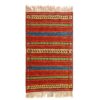Authentic Persian Wool Kilim Rug Handwoven in Khorasan Striped Red