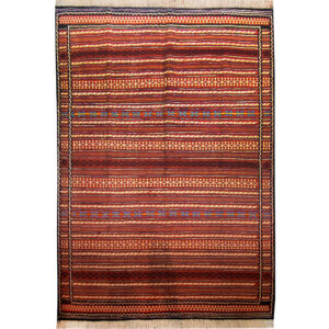 Authentic Persian Kilim Wool Rug Traditionally Handwoven Striped