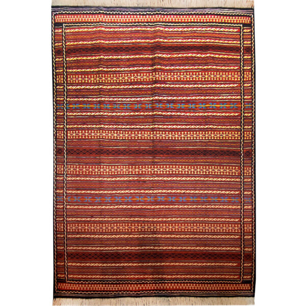Authentic Persian Wool Kilim Rug Traditionally Handwoven Striped