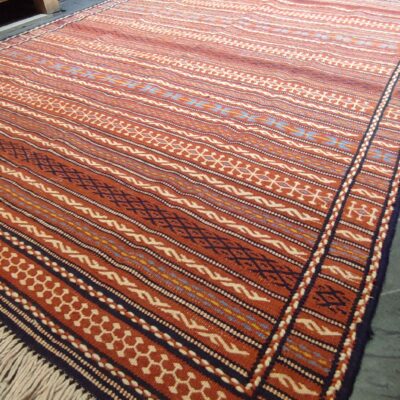 Authentic Persian Wool Kilim Rug Traditionally Handwoven Striped