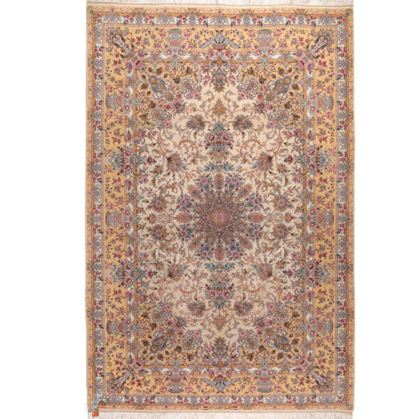 Authentic Persian Carpet with Silk Hand-Knotted in Isfahan Lachak Toranj