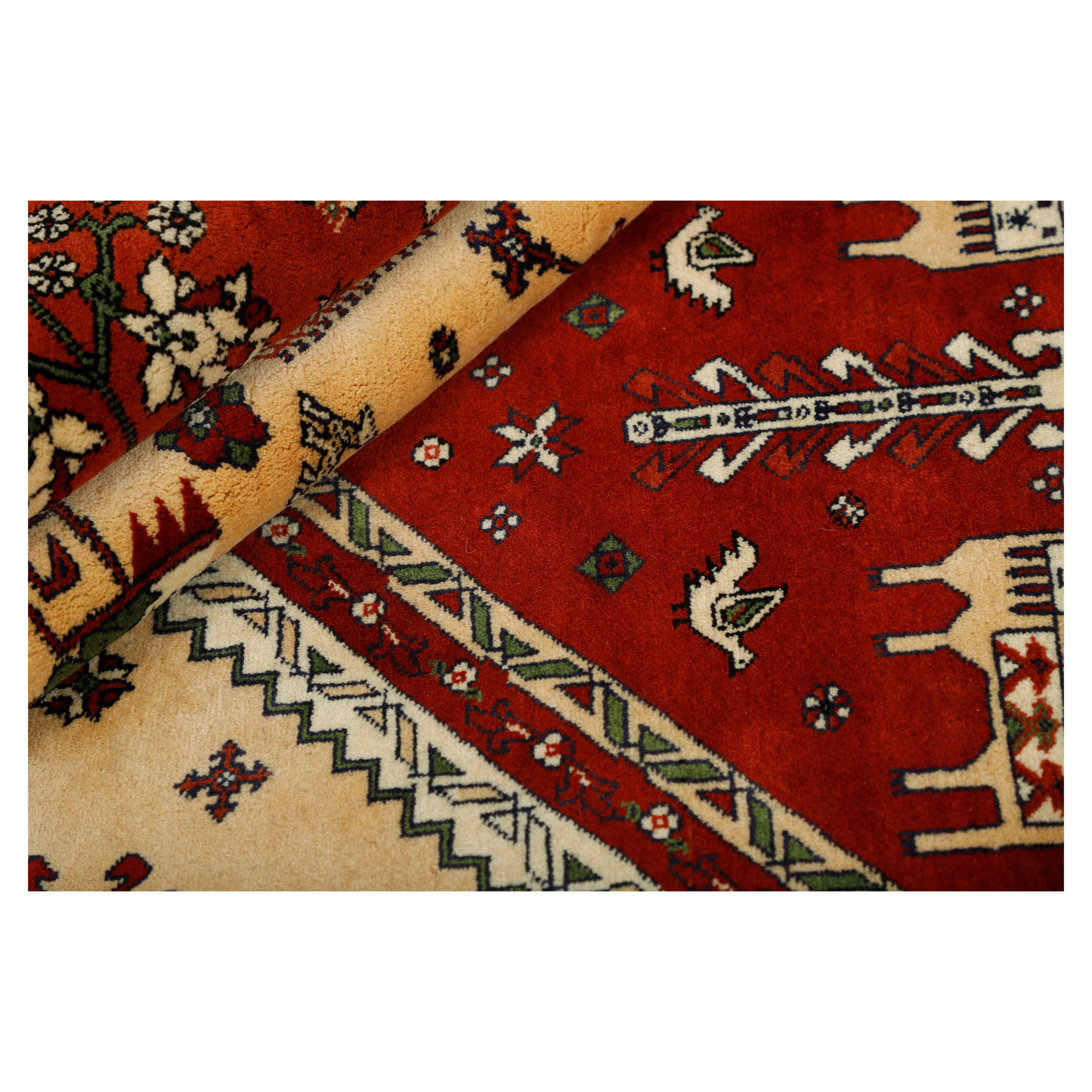 Authentic Persian Wool Carpet Hand-Knotted in Fars Medallion Red