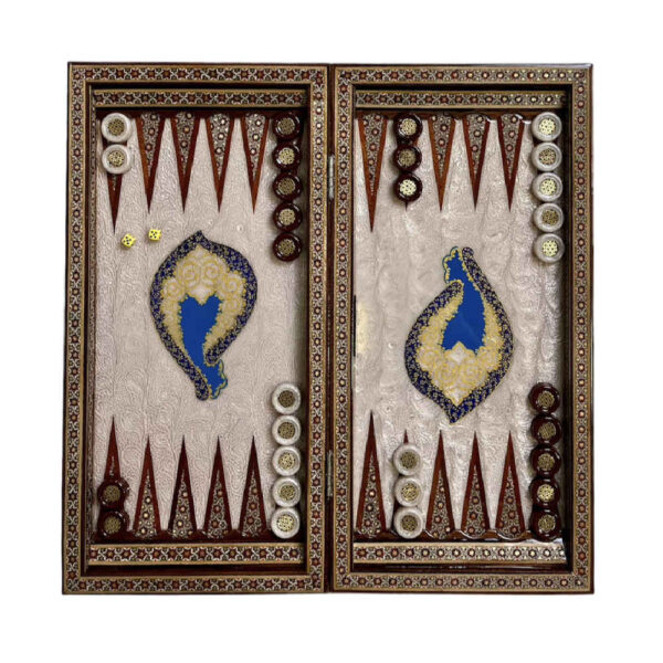 Inlaid Marquetry Backgammon Board Artisan-Crafted with Khatam-kari Technique