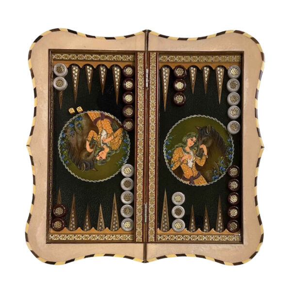 Inlaid Marquetry Backgammon Board Artisan-Crafted with Persian Khatam-kari Elegance