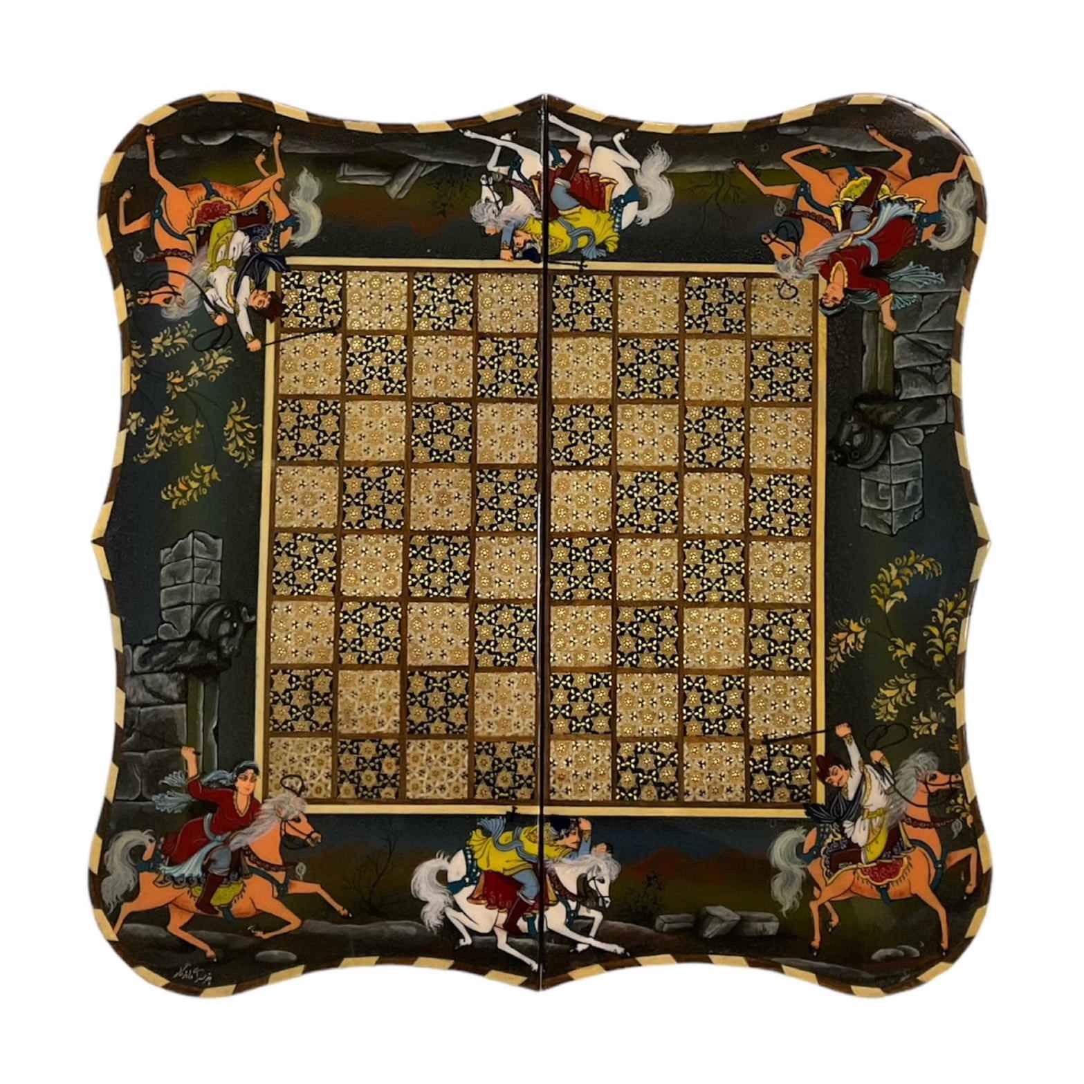 Inlaid Marquetry Backgammon Board Artisan-Crafted with Persian Khatam-kari Elegance