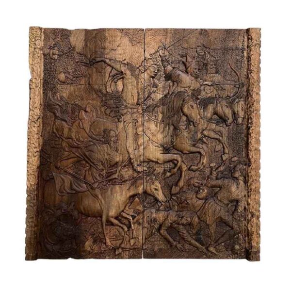 Backgammon Board Handcrafted with Apocalypse-themed Wood Carving