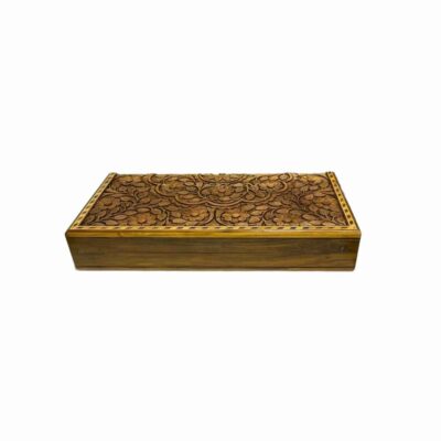 Backgammon Board Handcrafted with Intricate Floral on Walnut Wood