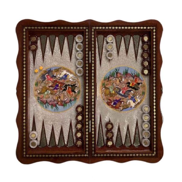 Inlaid Marquetry Backgammon Board Khatam-kari Chovgan Design by Skilled Artisans