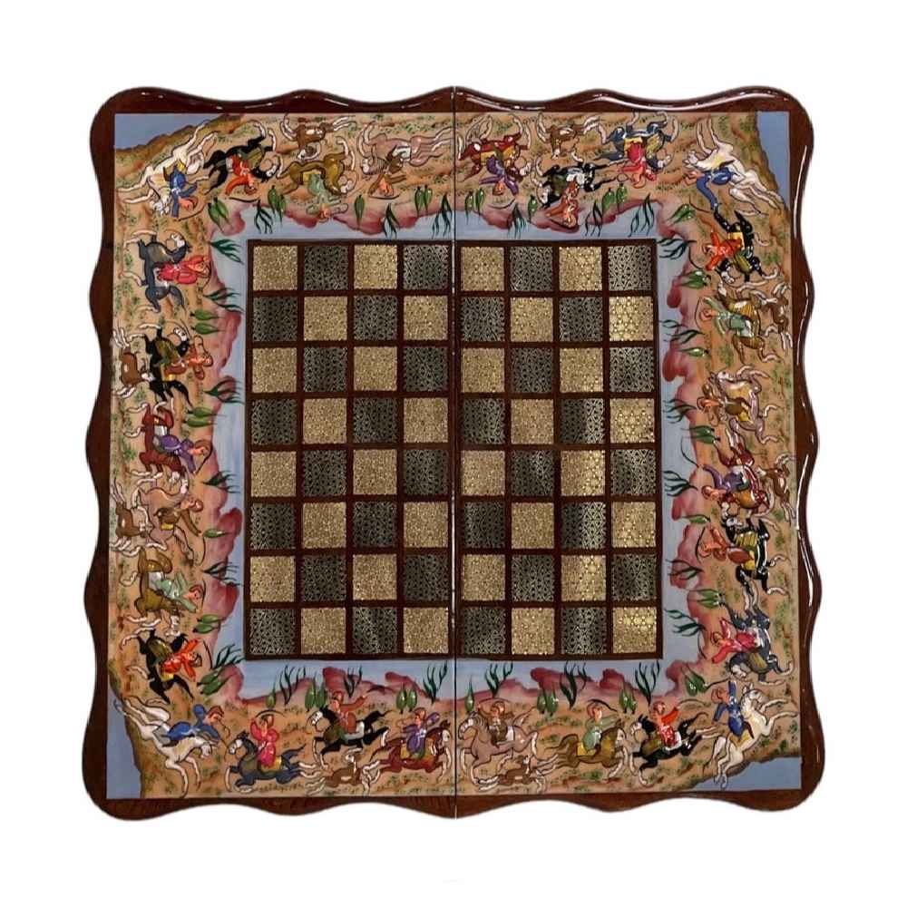 Inlaid Marquetry Backgammon Board Khatam-kari Chovgan Design by Skilled Artisans