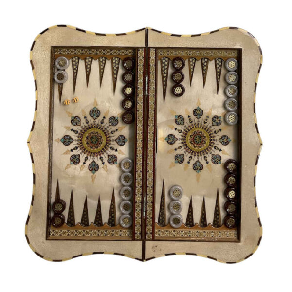 Inlaid Marquetry Backgammon Board Masterful Craftsmanship with Persian Khatam-kari