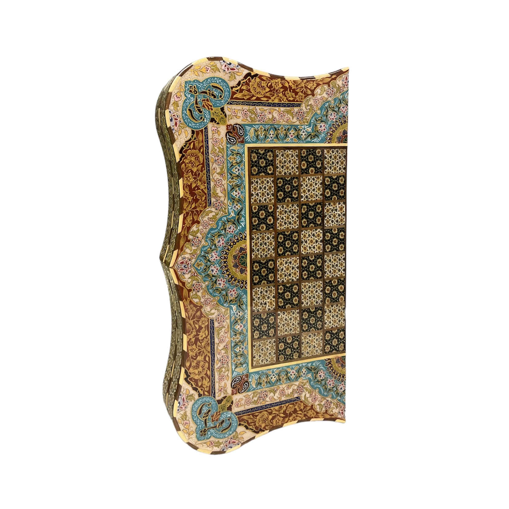 Inlaid Marquetry Backgammon Board Masterful Craftsmanship with Persian Khatam-kari