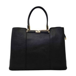 Bauletto Handbag Black Leather Large Capacity For Women