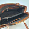 Brown Leather Bauletto Handbag with Large Capacity & Dual Handles