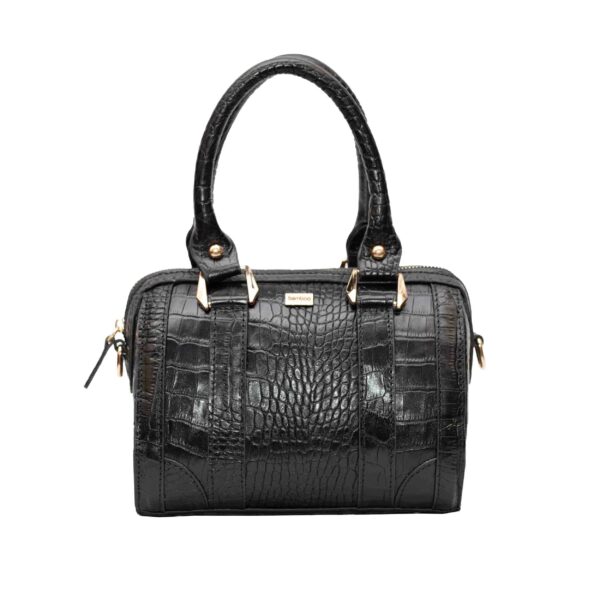 Leather Bauletto Handbag with Snakeskin Pattern for Women