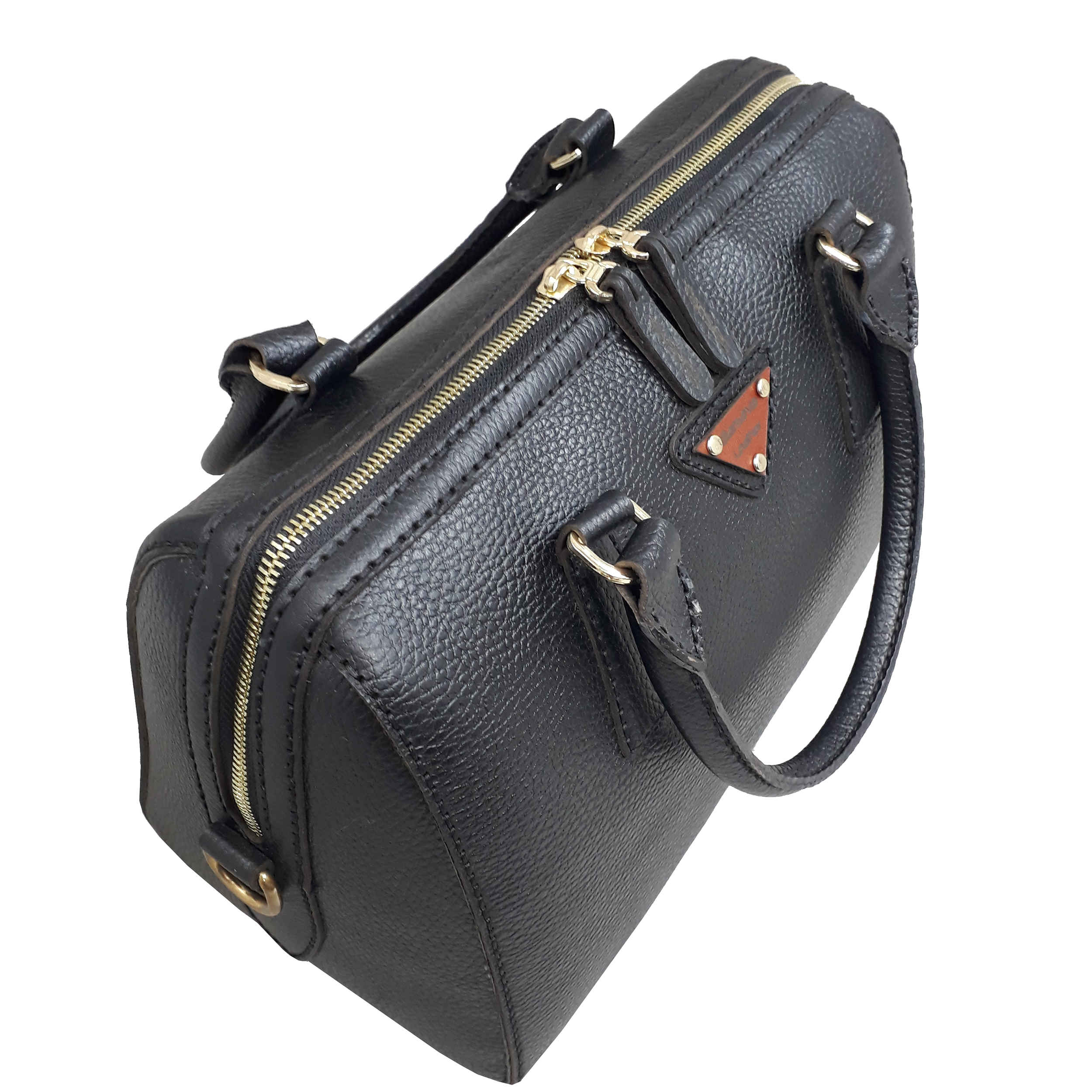 Leather Bauletto Handbag with Top Handle & Large Capacity