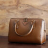 Leather Bauletto Handbag with Top Handle & Large Capacity