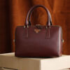 Leather Bauletto Handbag with Top Handle & Large Capacity