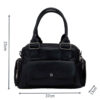 Faux Leather Bauletto Handbag with Top Handle & Long Strap