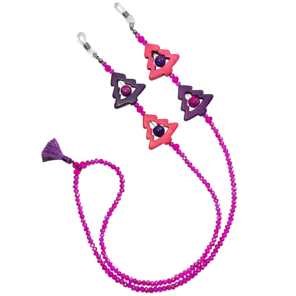 Beaded Glasses Chain – Pink Crystal Beads