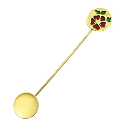 Brass Bar Spoon with Artisan Flower Design Set – 3 Pieces