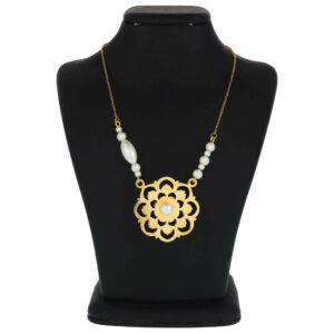 Brass Necklace Persian-Inspired Flower Design for Women