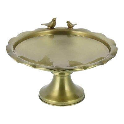 Brass Pedestal Serving Tray for Sweets & Snacks Bird Design