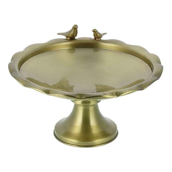Brass Pedestal Serving Tray for Sweets & Snacks Bird Design