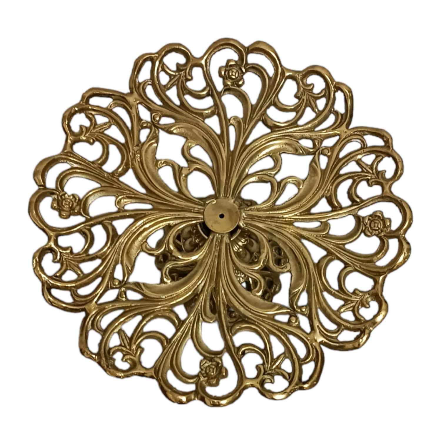 Brass Serving Stand Traditional Floral Design for Sweets