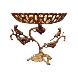 Brass Serving Stand Traditional Sparrow Design for Sweets