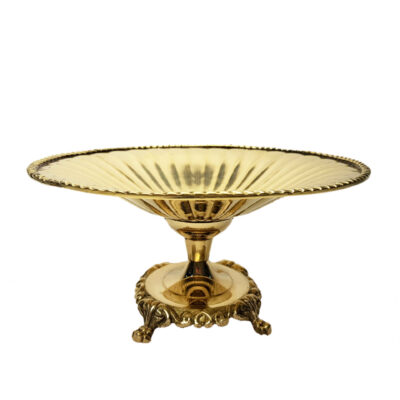 Brass Serving Stand Traditional Style Hammered with Base