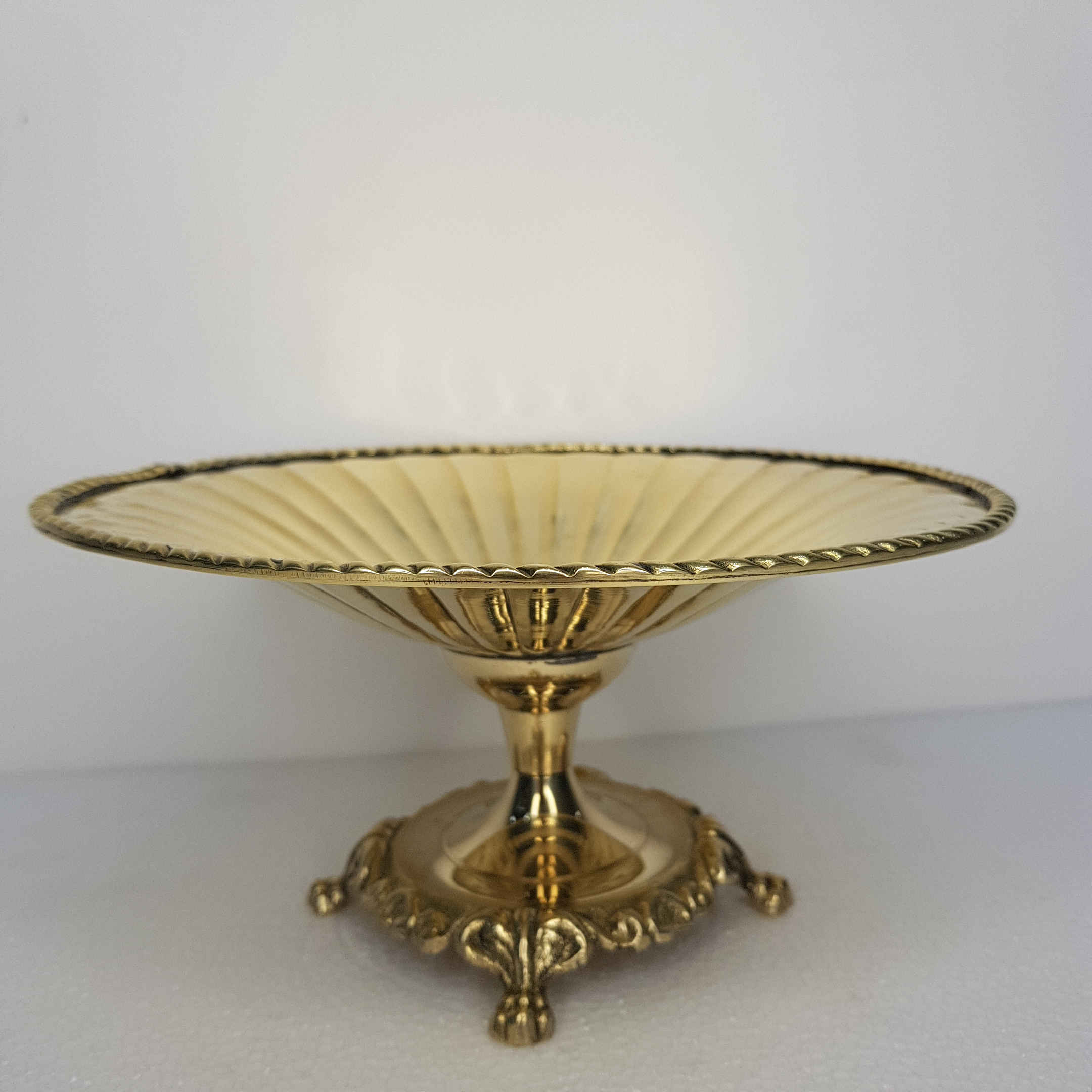 Brass Serving Stand Traditional Style Hammered with Base