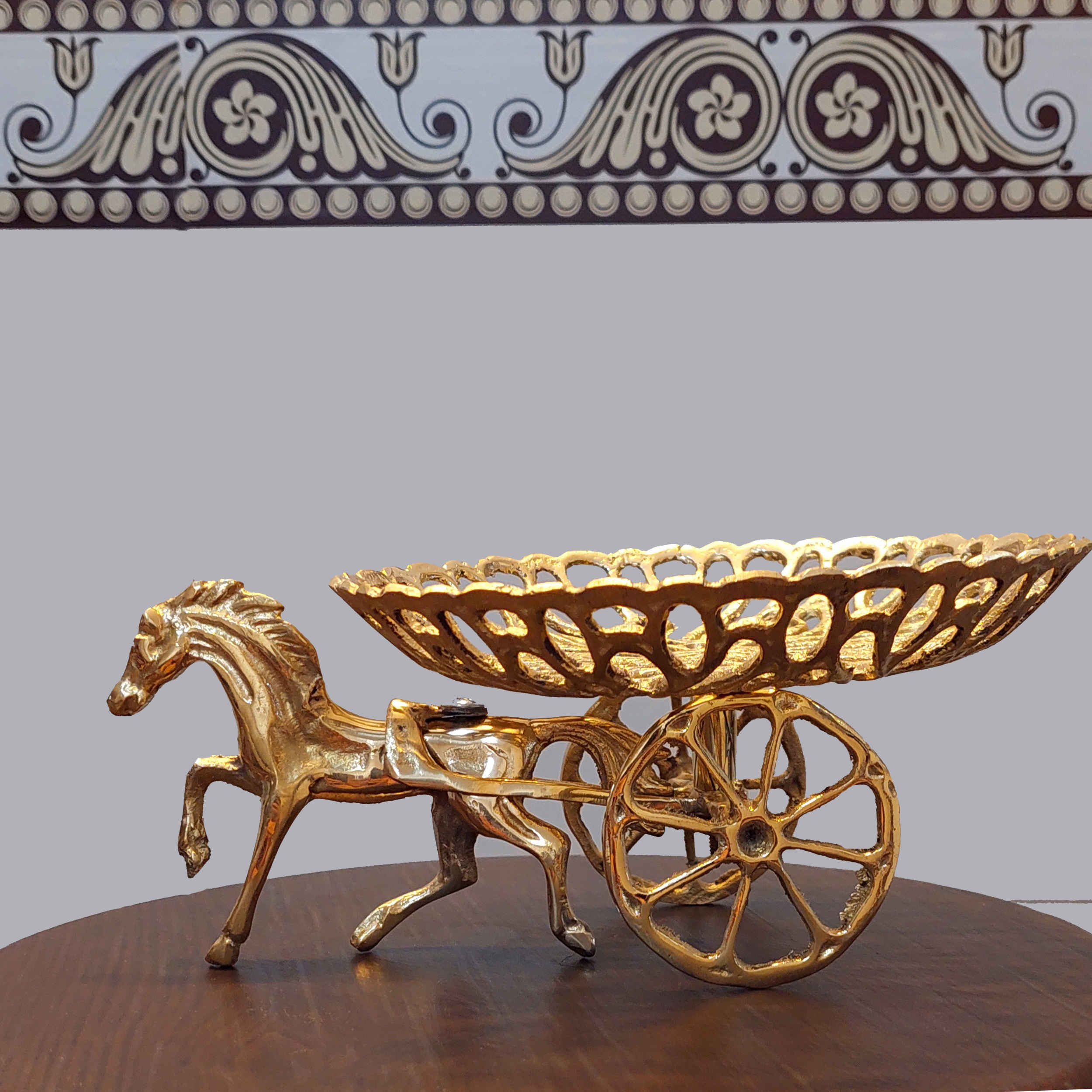 Brass Serving Stand for Fruit & Sweet Traditional Horse Design
