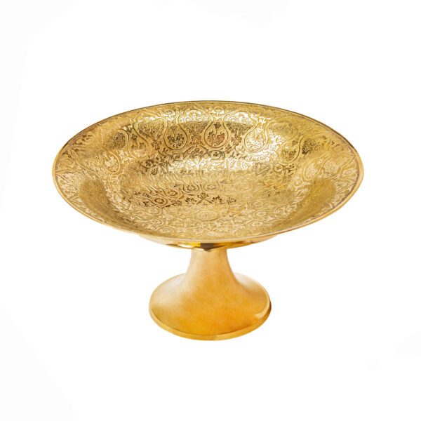 Brass Serving Stand for Fruit with Intricate Engraving Elegance