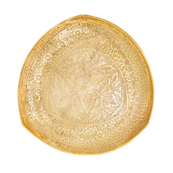 Brass Serving Stand for Sweets with Intricate Engraving Elegance