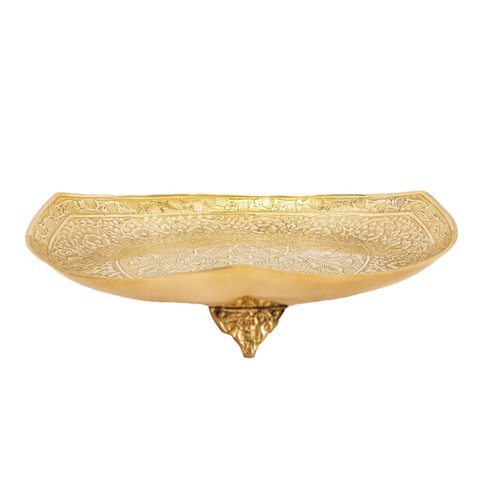 Brass Serving Stand for Sweets with Intricate Engraving Elegance