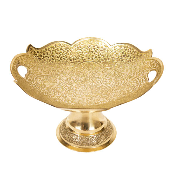 Brass Serving Stand with Intricate Engraving Elegance
