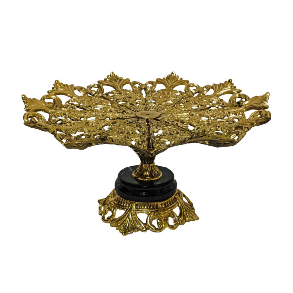 Brass Serving Stand with Intricate Floral Details