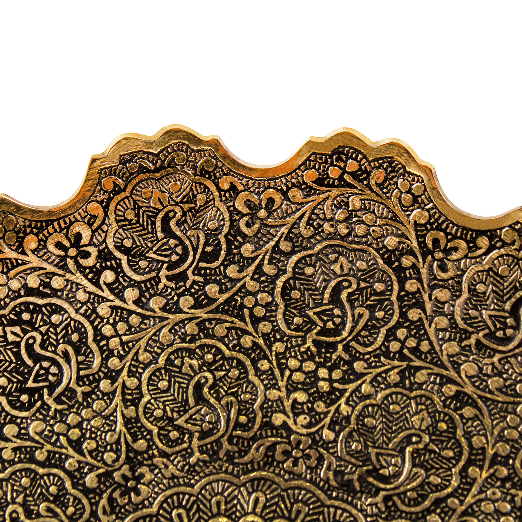 Brass Serving Stand with Intricate Floral Engraving for Stylish Hosting
