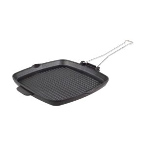 Cast Iron Grill Skillet Square for Camping and Outdoor 26 cm