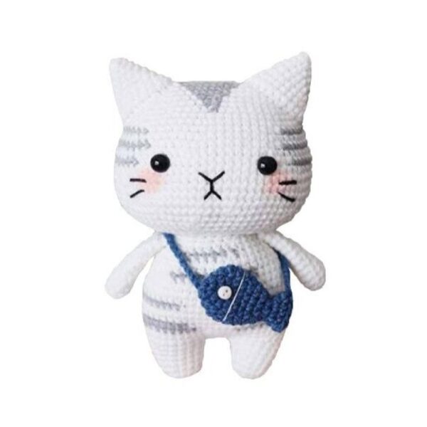 Handmade Amigurumi Stuffed Cat Animal – White | 15 cm Elegant & Cozy