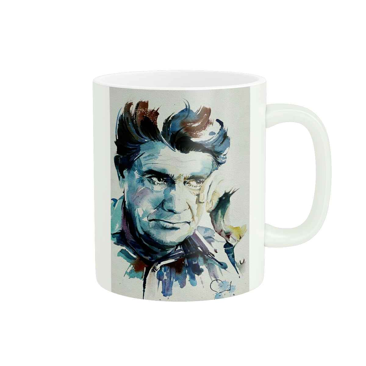 Persian Ceramic Coffee Mug with the Pattern Mohammad-Reza Shajarian Design