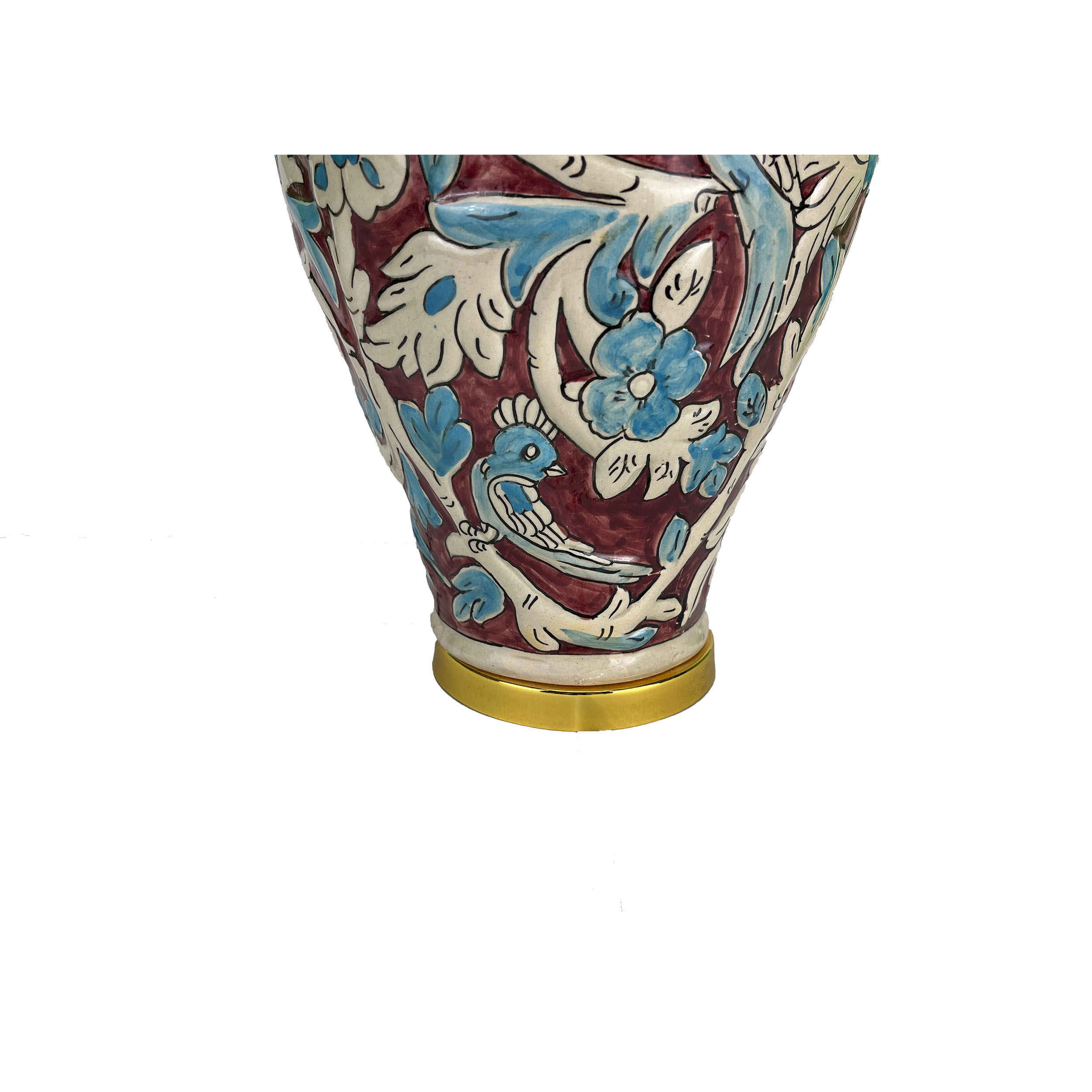 Ceramic Vase Table Lamp Handcrafted with Fabric Shade Artistic Elegance