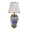 Ceramic Vase Table Lamp with Fabric Shade Oriental Theme