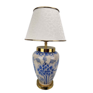 Ceramic Table Lamp with Fabric Shade Oriental Theme