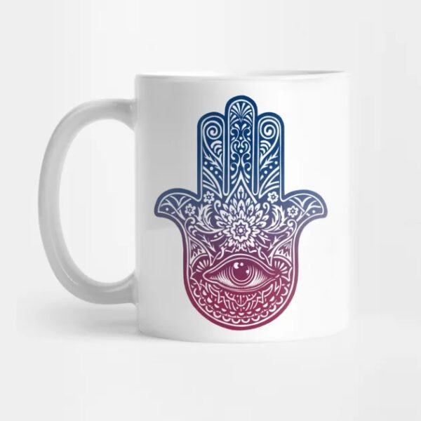 Islamic Ceramic Coffee Mug - Eye & Hamsa Hand Pattern