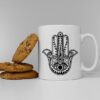 Islamic Ceramic Coffee Mug - Hamsa Hand of Fatima Pattern