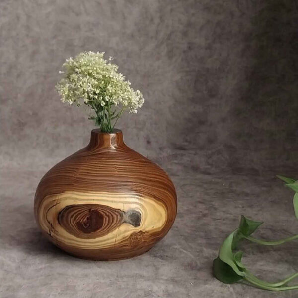 Decorative Wooden Vases Handcrafted with Natural and Solid Oleaster Wood