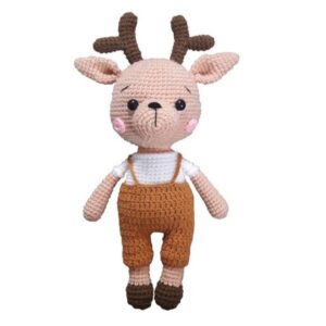 Deer Stuffed Animal Hand Knitted in Warm Brown